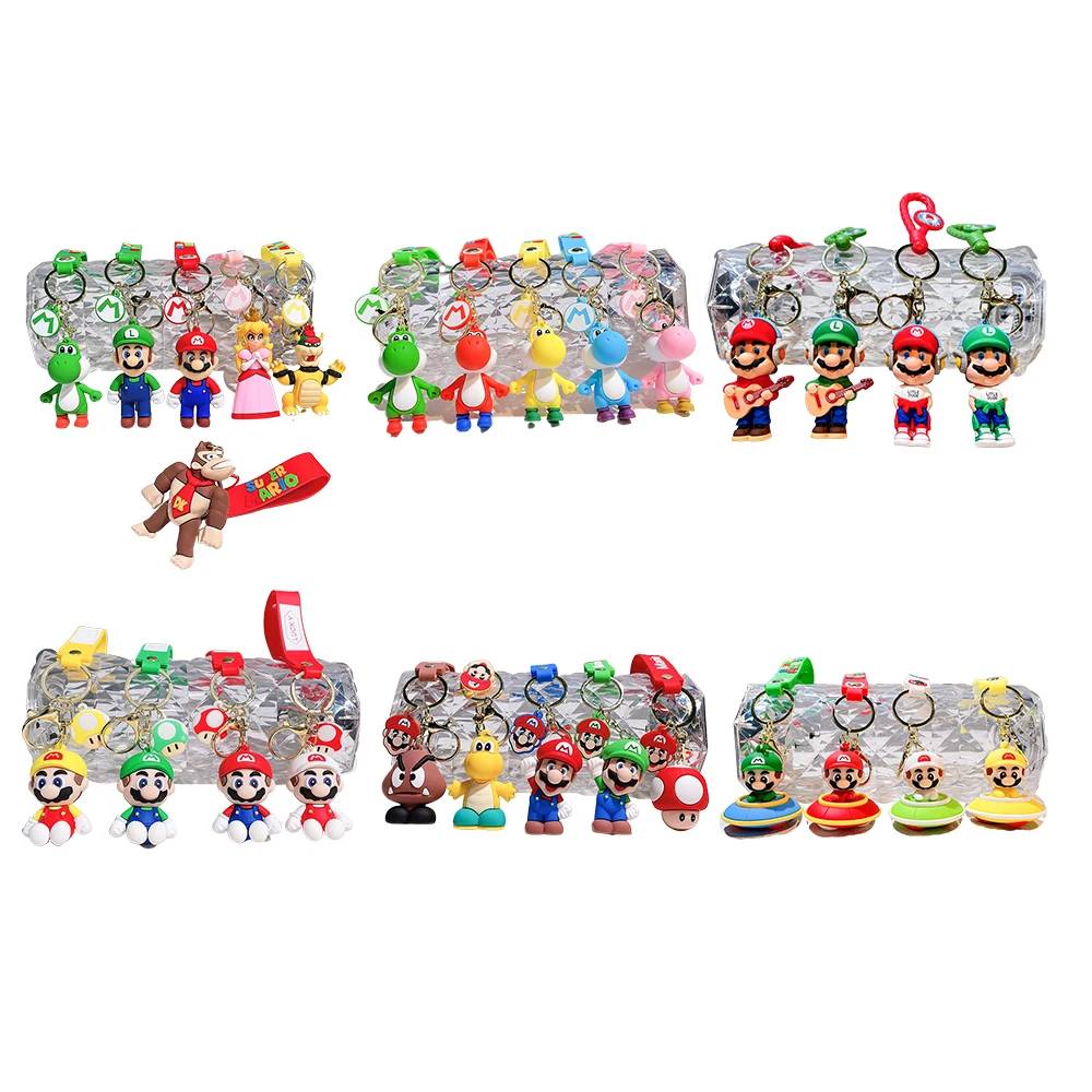 Set 24Pcs Super Mario Bros Keychain Action Figure Pendant Cute Cartoon Character Toy Doll Model Decoration Kid Birthday Gift image 6