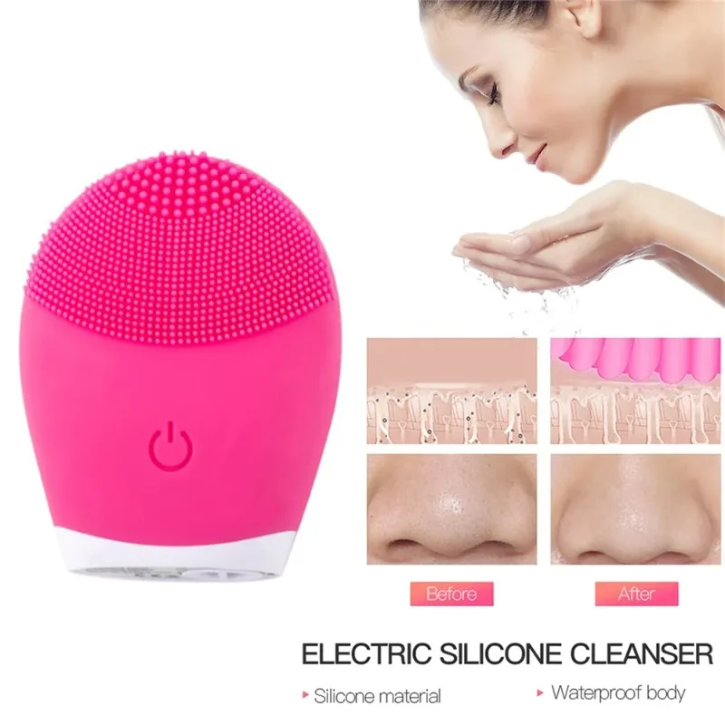 Elettrico Silicone Detergente Viso Massaggiatore Vibratore Ad Ultrasuoni Cura Della Pelle Strumento di Massaggio Macchina di Bellezza Vibrazione Pulizia Dei Pori