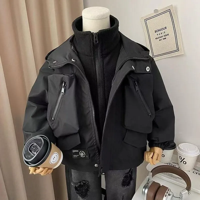 

Boys' Jacket Autumn And Winter New Children's Lamb Fleece Thickened Stormtrooper Set Kids Outfits 90-150cm