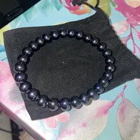 Natural pearl  bracelet AAA 9-10mm black Tahiti round pearl elastic closed bracelet 7.5-8 inch