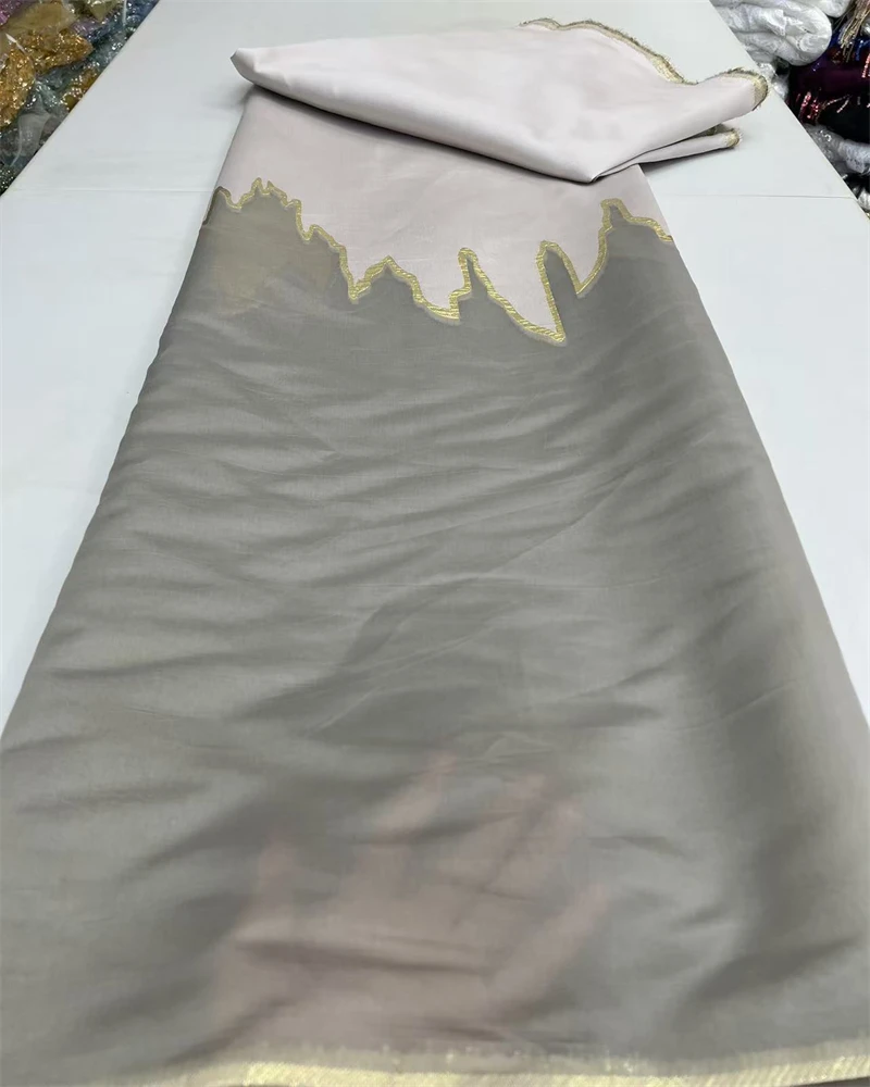 

Nigerian Jacquard Damask African Brocade Tulle Organza Gold Metallic European Micado Gilded Blue Lace Fabric for Sewing