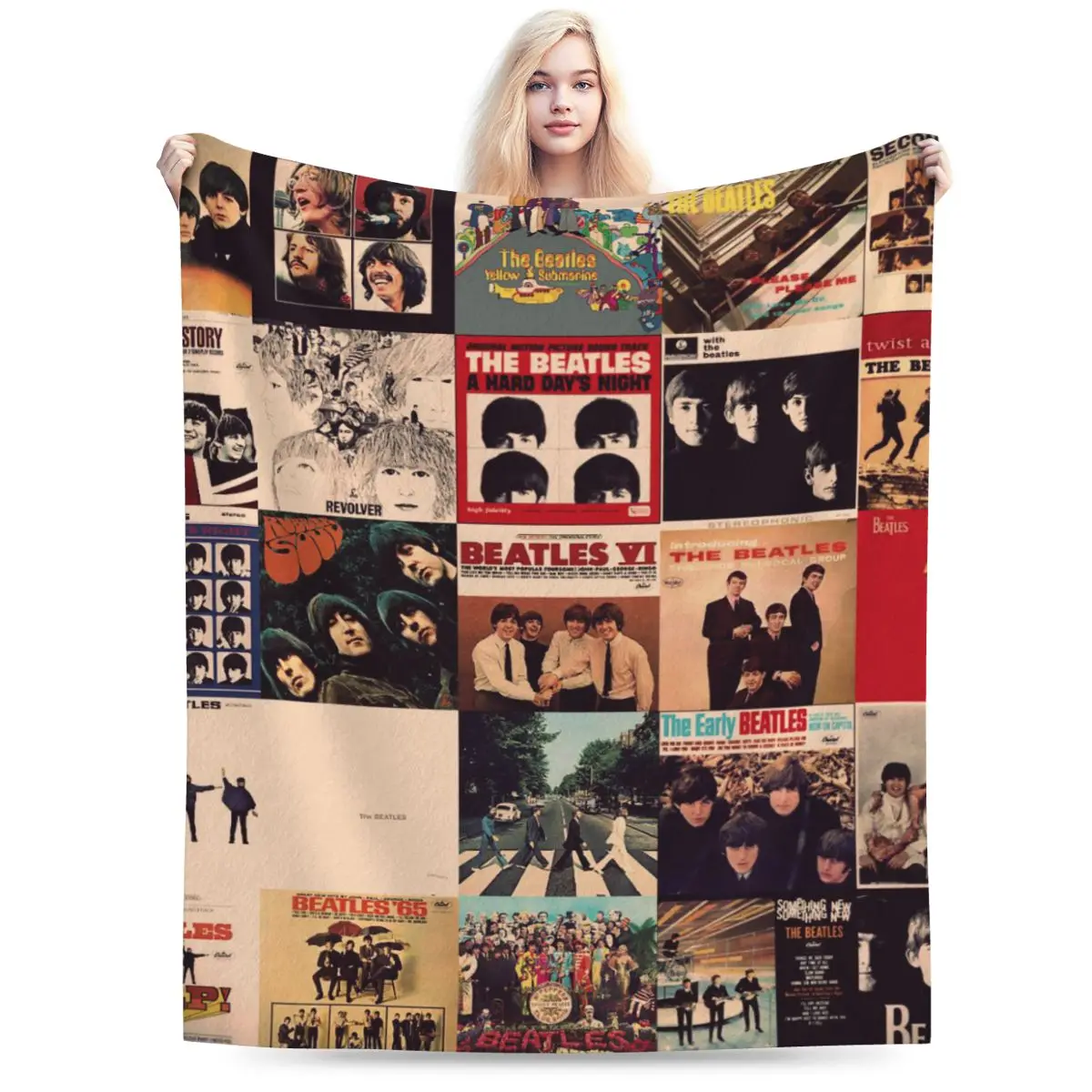 Harajuku The Beatle Memebers Art 1 Blanket Soft Warm Flannel Throw Blanket Bedding for Bed Living room Picnic Travel Home Couch