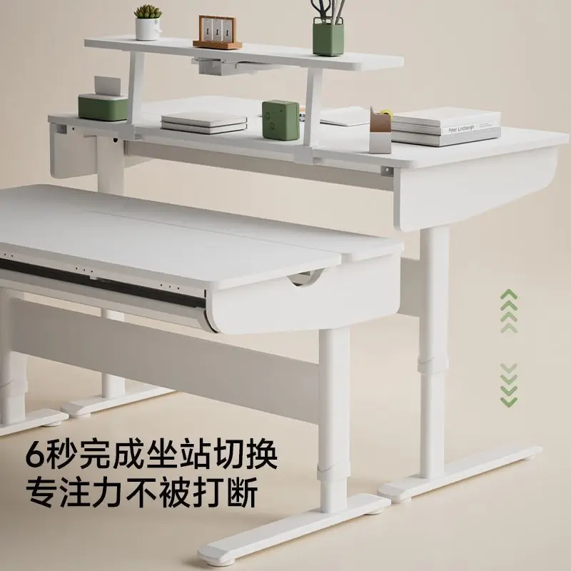 Meja komputer pintar, kayu solid, dapat diangkat secara elektrik, dapat disesuaikan