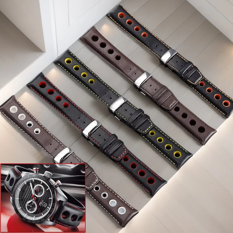 

Для Tissot 1853 Racing Sports PRS516 T91 T044 T100417/T044430 ремешок для часов из натуральной кожи из воловьей кожи мужской браслет 20 мм