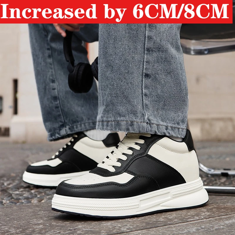 

Fashionable Leather Men's Comfortable, Breathable and Casual Shoes with An 8-centimeter Increased Insole. Elevator Men's Shoes