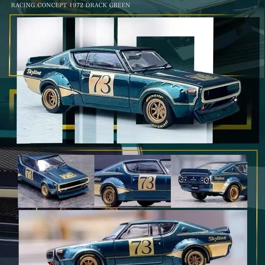 INNO 1:64SKYLINE2000 GT-R No.73 KPGC110 Alloy Motor Vehicle Diecast Models Car Toys Collection Boy's Christmas Gifts