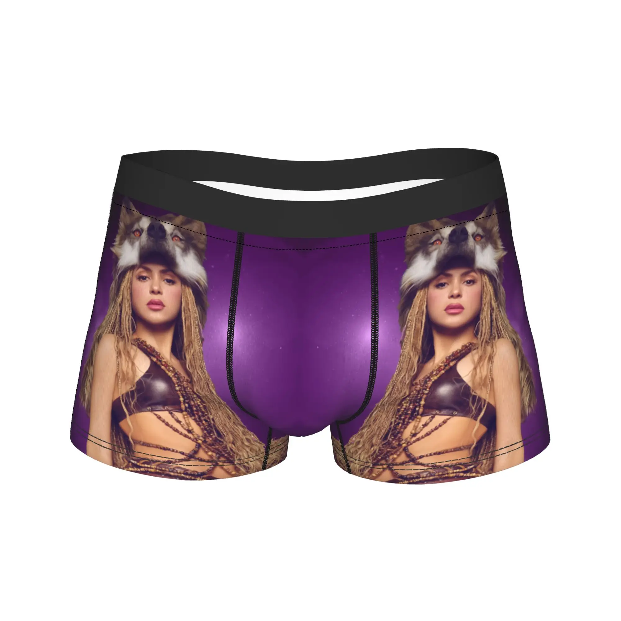 Men's Shakira Colombian Singer Underwear  Funny Boxer Briefs Shorts Panties Homme Breathable Underpants Plus Size