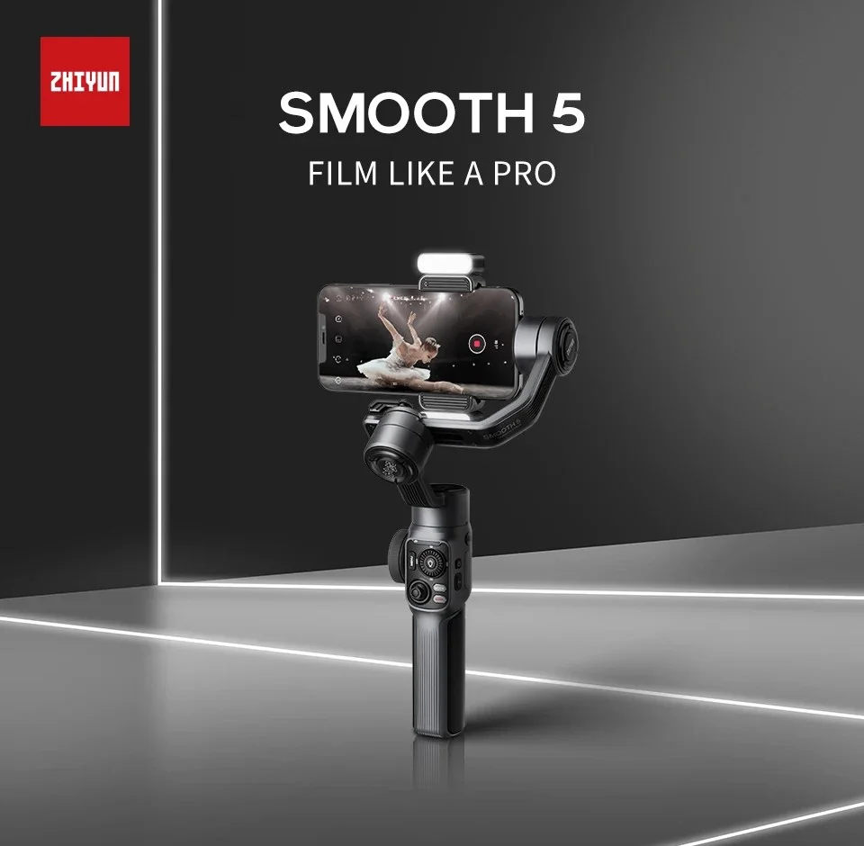 ZHIYUN SMOOTH 5 Smartphone Gimbal 3-Axis Handheld Stabilizer Selfie Stick for Live Streaming Video Shooting Vlog Recording