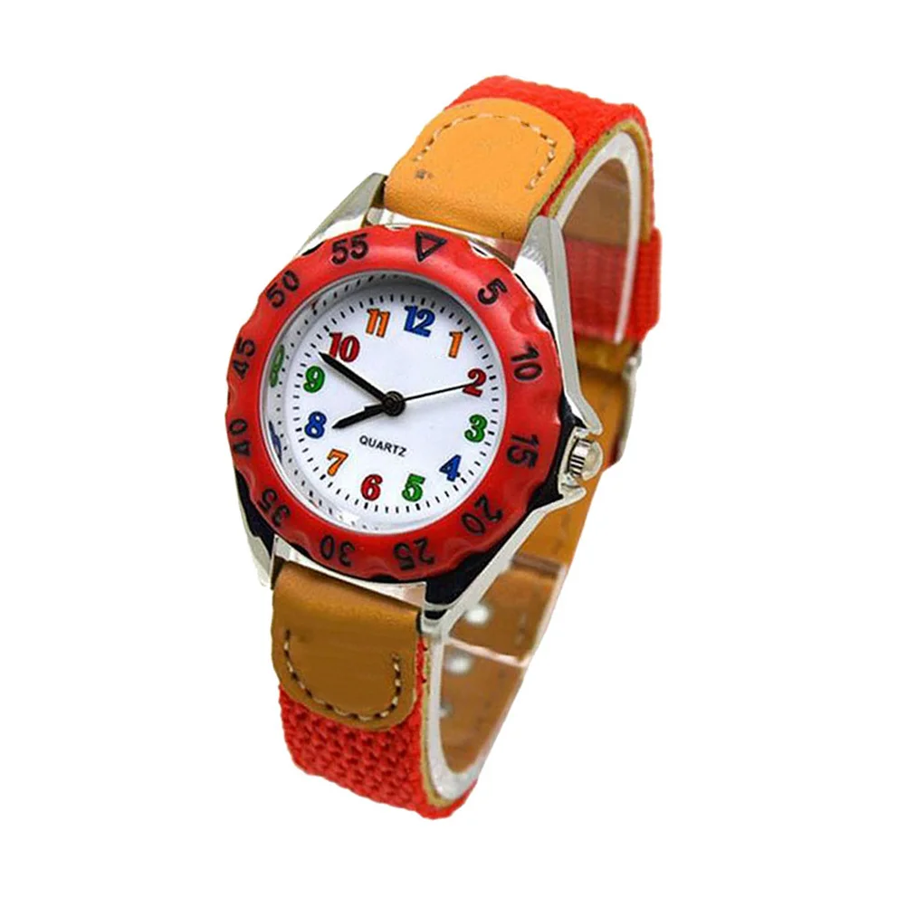 Cartoon Students Watch Red Nylon Strap Creative Wristwatch Accurate Quartz Movement Watch Wrist Watches