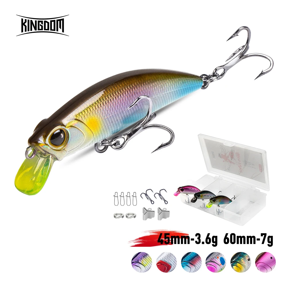 

Kingdom Micro Fly Minnow Рыболовные приманки 3,6 г 7 г 45 мм 60 мм Тонущая приманка Искусственный жесткий шум Воблер Рыболовная приманка для окуня