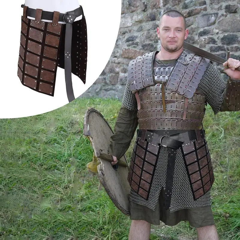 男性用のイミテーションレザーのナイトコスチューム,ヴィンテージのリアルな太もものスカート,パーティーやショー用のプロテクター,コスプレ