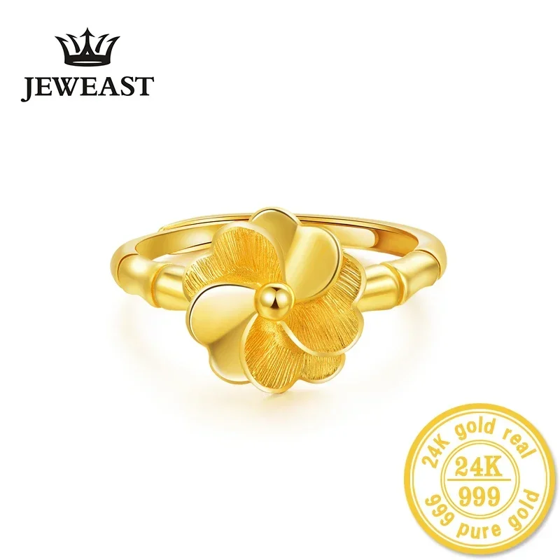 XXX HHH24K Gold Ring Fine Jewelry  Au999 Solid Real Good New Ladies Gold Rings Five Flowers Women's Rings New Hot Sale Trendy