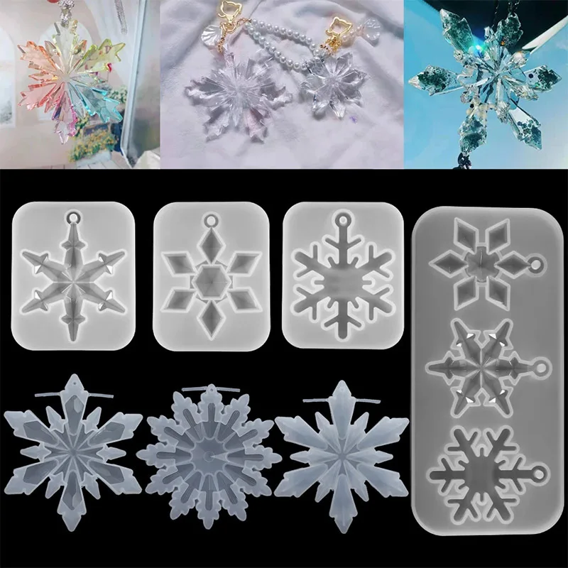 Snowflake UV Resin Epoxy Mirror Moulds Silicone Mold For Keychain Jewellery DIY Crafts Christmas Making Supplies  Accessories