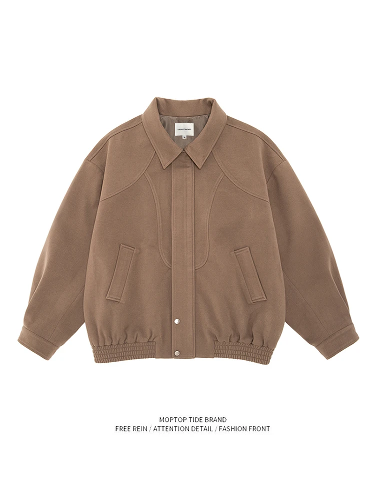 

Mr. WH Ретро японский шерстяной джемпер с русалкой, мужской свободный мотоциклетный джет с лацканами, верхняя одежда из полиэстера, молодежная мода