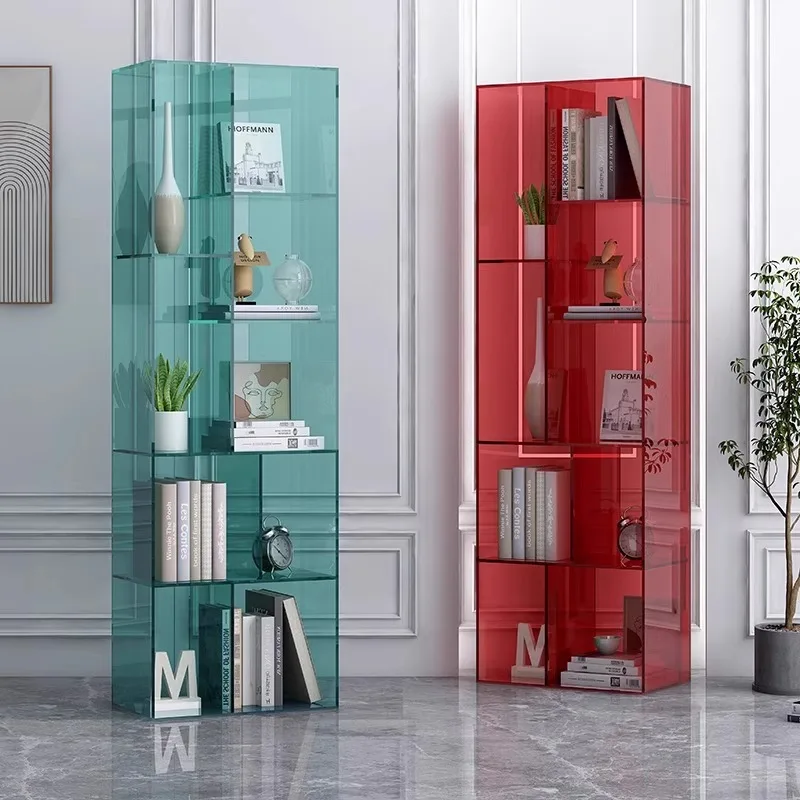 Acrylic floor-to-ceiling bookshelf, living room multi-layer display rack, storage rack