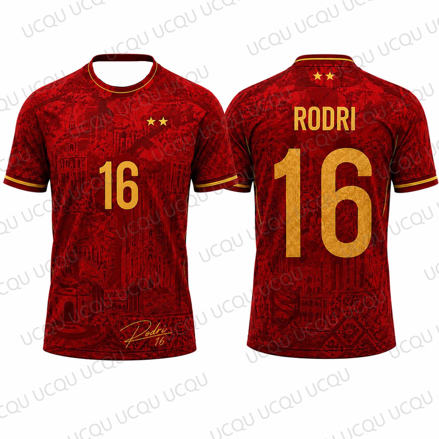 2026 Spanien Yamal Zweisterne Fußballtrikot T-Shirt 3D-Druck Unisex Herren Damen Kinder Kurzarm Freizeit Sport Heimfan-Shirt – Detail 9