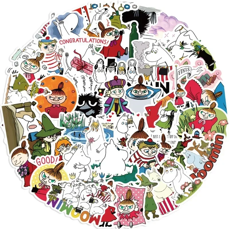 50Pcs M-Moomins Waterproof Self Adhesive Stickers DIY Scrapbooking Decorative Decals Journal Planner Ornament Stickers