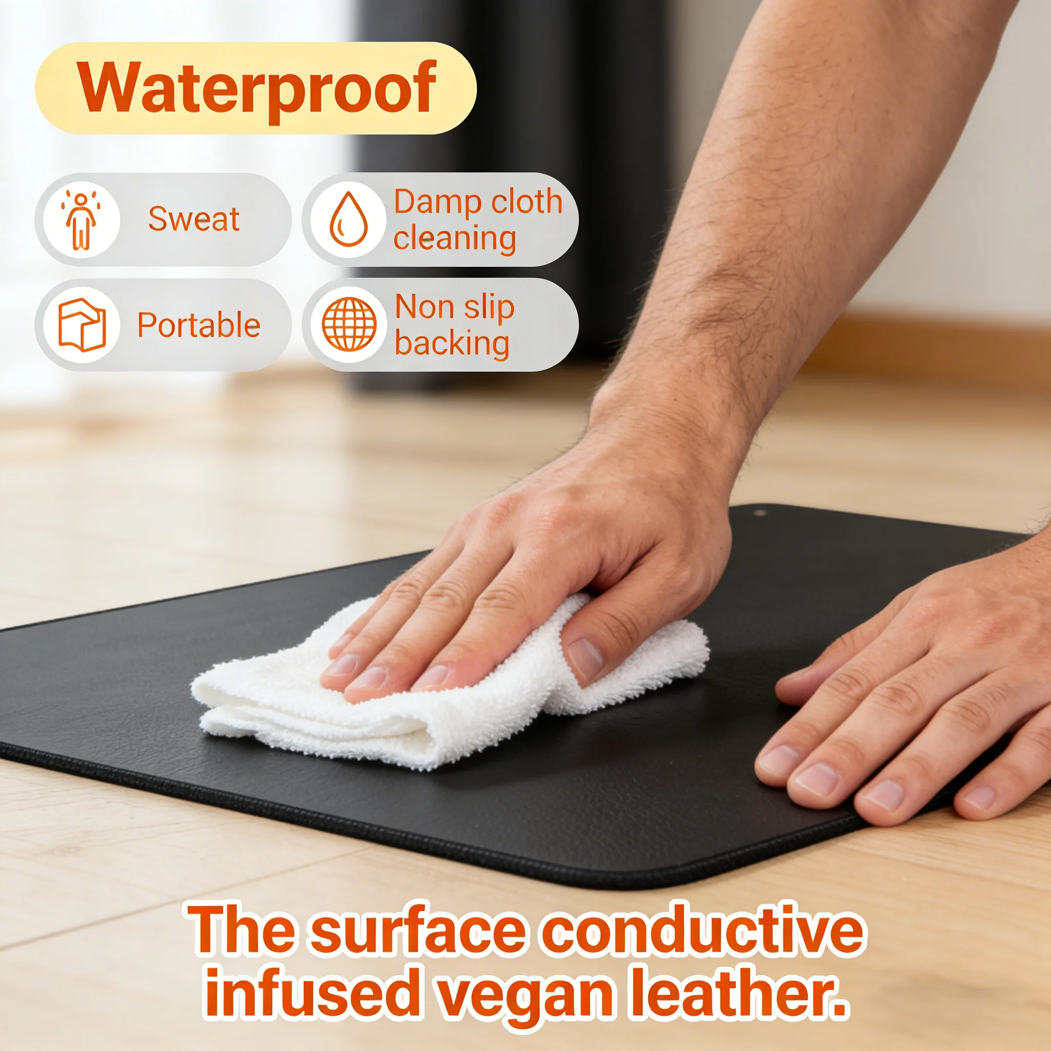 35.4x23.6 Inch 3mm Grounding Mat Earthing Rod, EMF Protection Carbon Fiber Anti Static Pad for Sleep, Office, Yoga, Circulation!