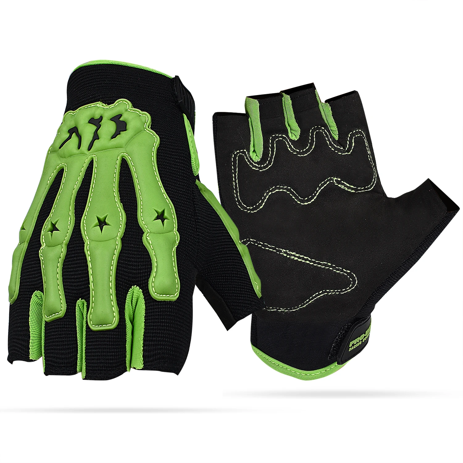 Motorcycle Motocross Gloves for Men Summer Half Finger Touchscreen Motorbike Skeleton Gloves for BMX ATV MTB Riding, Road Racing