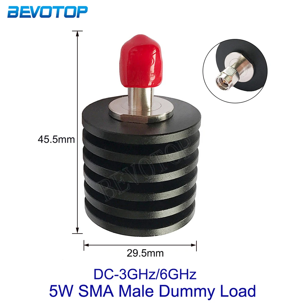 1Pcs 5W DC-3GHz/6GHz 50ohm SMA Male Plug Connector Adapter RF Coaxial Termination Dummy Load Nickel Plated RF Accessories