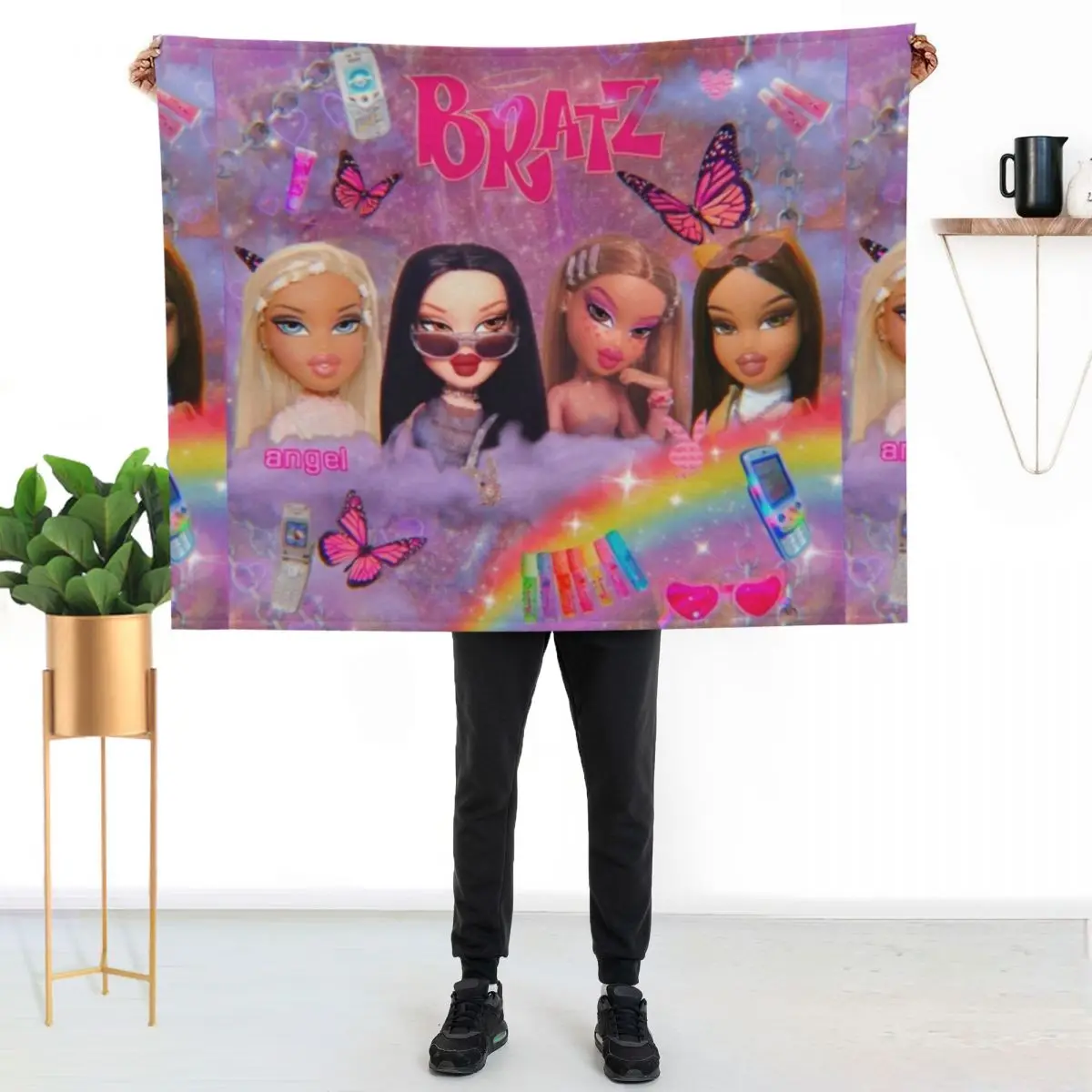 

y2k Bratz Collage Throw Blanket Faux Fur Soft Warm Blanket for Bed