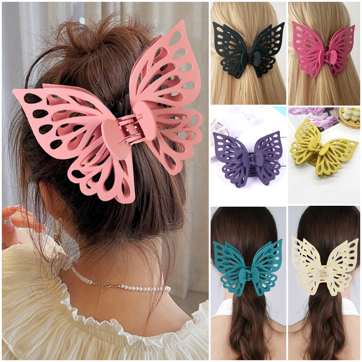 Extra Large Hollow Butterfly Hair Claw Clips Women Girls Back Head Hairclip Barrettes Fashion Acrylic Bath Clip Headdress