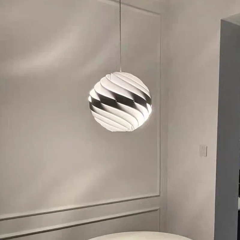 

Nordic Home Simple Bedroom Living Room Chandeliers, White Swirl Design Staircase Hollow Light, Led Indoor Decorative Lights