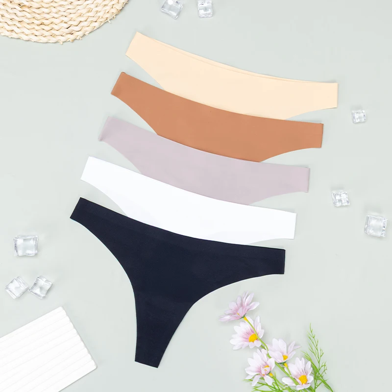 ملابس داخلية صيفية رائعة عالية المرونة من الحرير الجليدي بدون خياطة ومنعشة ومسامية وامتصاص العرق ثونغ نسائي مثير