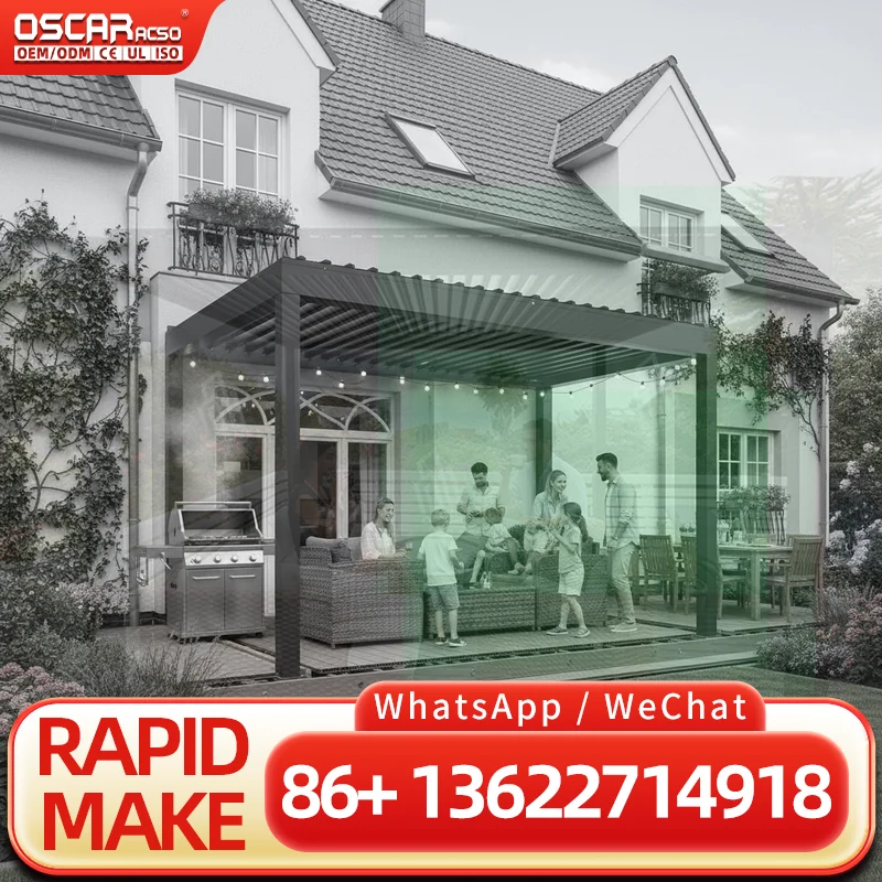 Custom Modern Luxury 4X8 Motorized Profile for Outdoor Aluminium Pergola Sunscreen in US Europe pergola