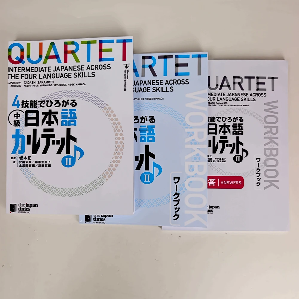 2 books Quartet Intermediate Japanese Textbook Workbook I / II Japanese Language Learning Books without MP3 Audio - view 2
