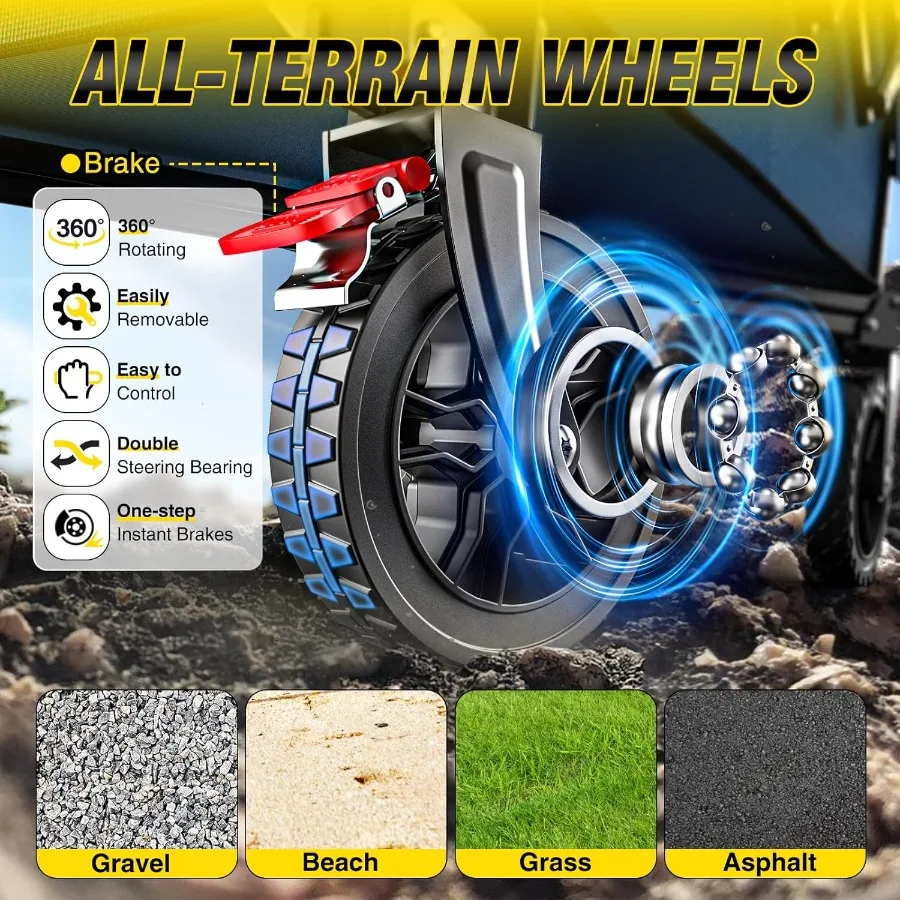 عربة عربة قابلة للطي بسعة كبيرة 150 لتر ودعم وزن 330 رطل للتخييم والحديقة والتسوق والبقالة والرياضة