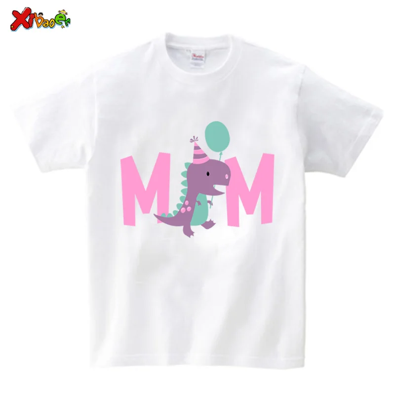 Dinosaur T Shirt Family Gift Birthday Shirt Cartoon Dinosaur Party Custom Name TShirt Girls Children Clothes Daddy Mommy Outfits