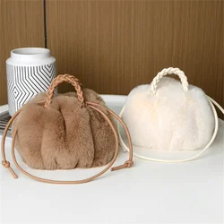 Fur Women's Shoulder Bags Autumn Winter Fashion Luxury Cute Warm Plush Wrist Bags Furry Short Handle Tote Bag Ladies Handbags