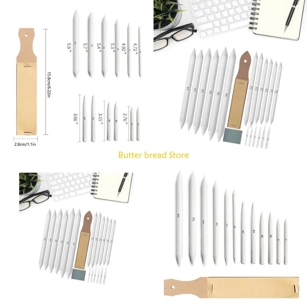 

W89C 13/20Pcs Artists Sketching Drawing Tool Set Art Blending Set with Multiple Sizes Blending Stumps Tortillions Sandpaper