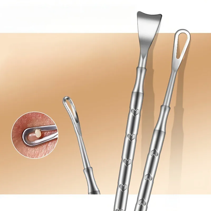 Extracteur de points noirs à Double tête en acier inoxydable, extracteur de boutons et de comédons, extracteur de imperfections du nez, outils de soins pour points blancs