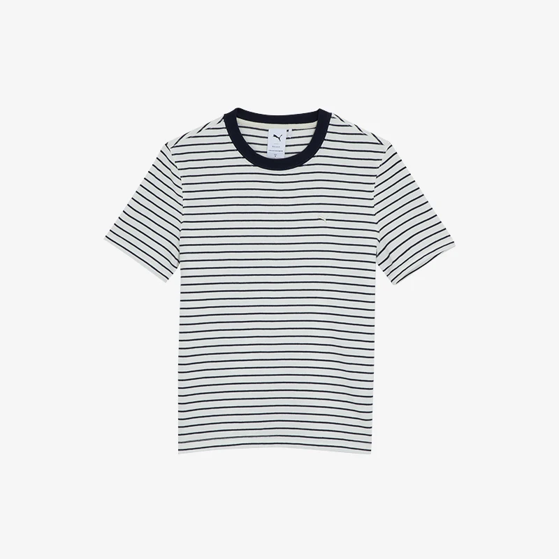 プーマ-正規品-新品-レディース-レトロ-カジュアル-ストライプ-半袖-tシャツ-627732-59
