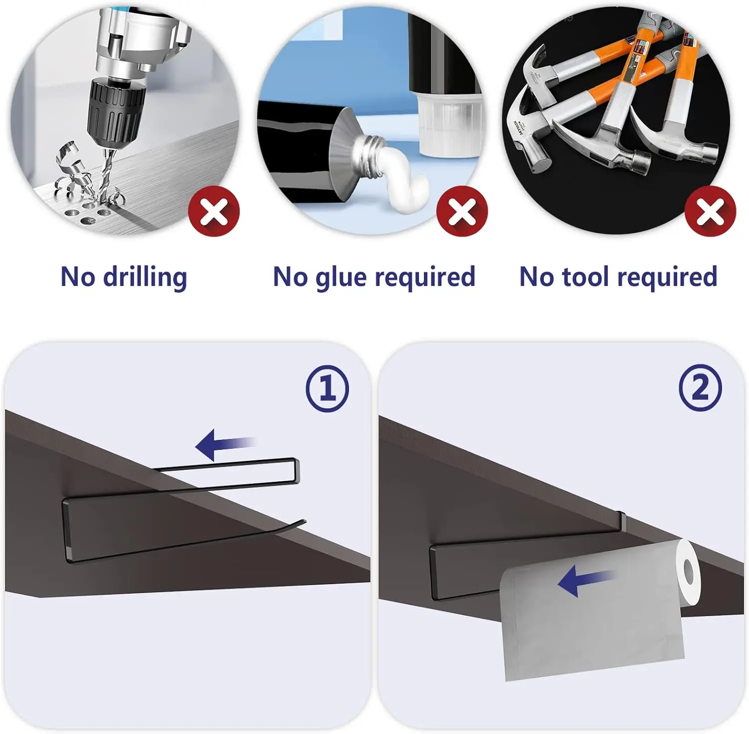 Paper Roll Holder Paper Towel Holder Cabinet Hanging Kitchen Roll Hanger Dispenser Storage Rack Towel 1pcs image 3