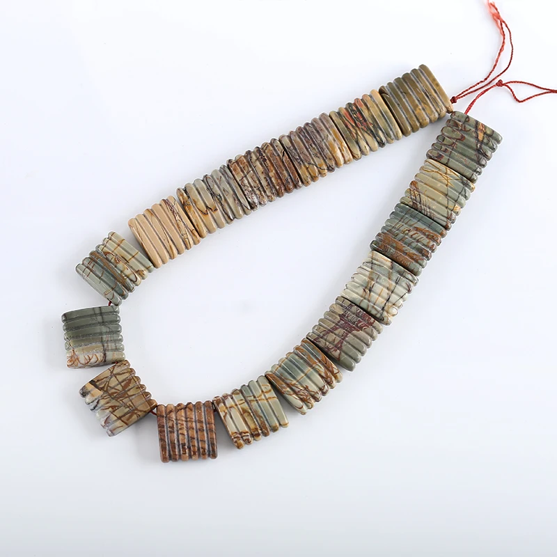 One Strand Natural Multi-Color Picasso Jasper Gem Stone Beads For Jewelry Making Square Loose Spacer Beads DIY Accessorie