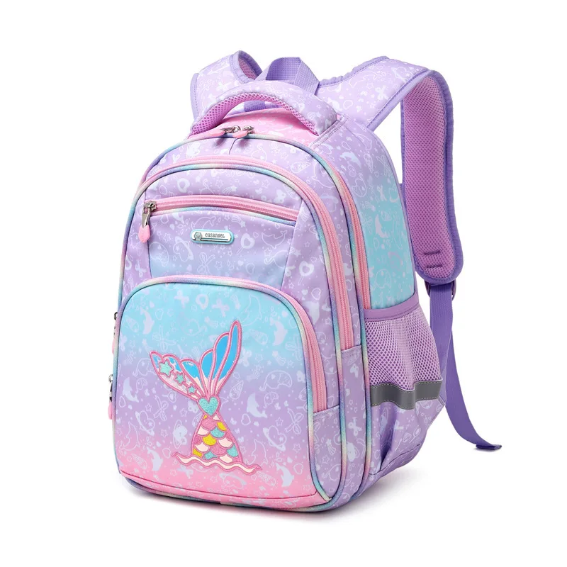 

New Girls Boys Primary School Students Grade 3-6 Schoolbag Striped Cartoon Printed Children Backpack