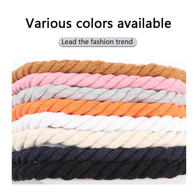 Round Shoelace 10mm Shoelace Hand-woven Universal Three-strand Cotton Rope Solid Color Bold Cotton Twist Decoration Shoe Laces