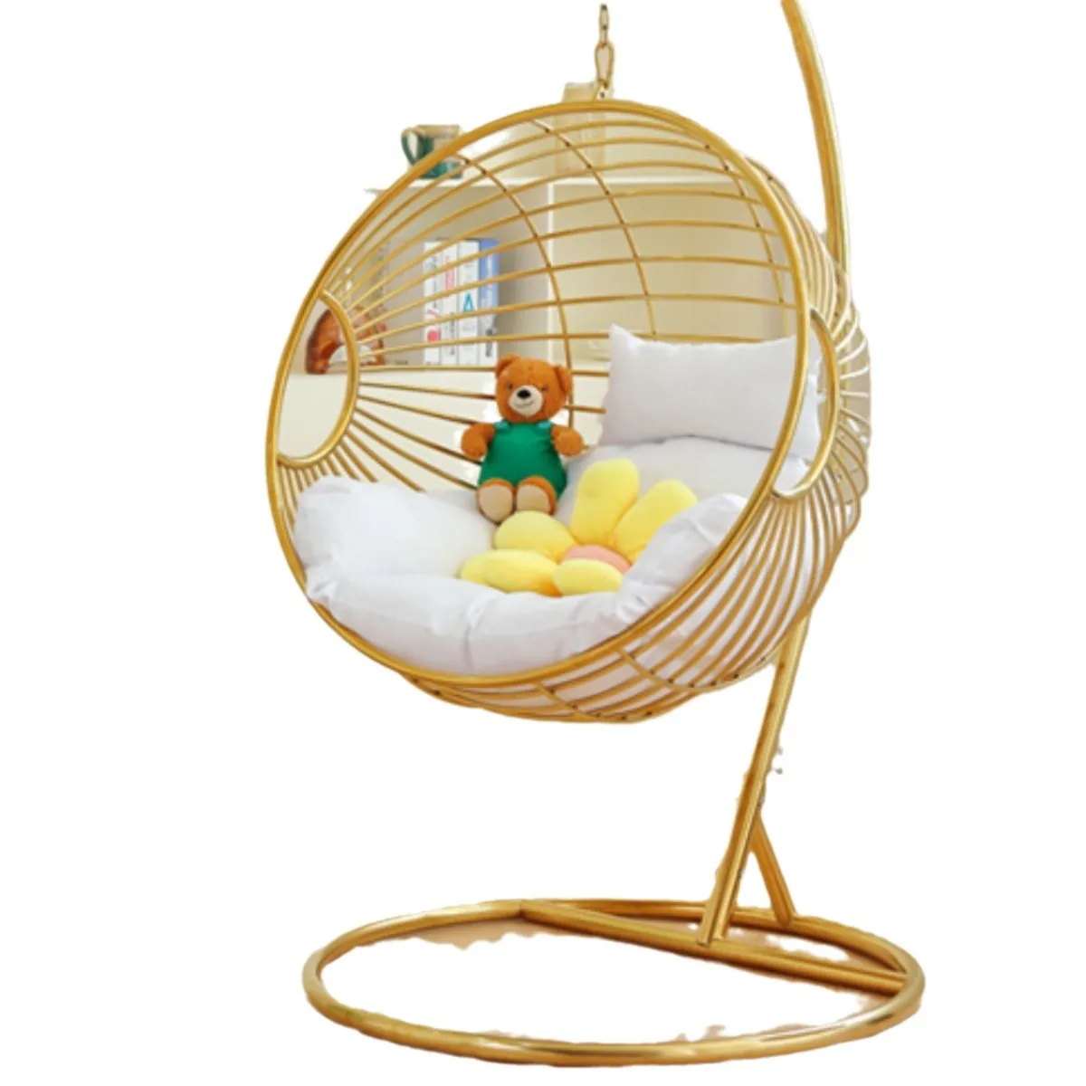 

Light luxury balcony hanging chair, stainless steel metal hanging basket, adult home outdoor