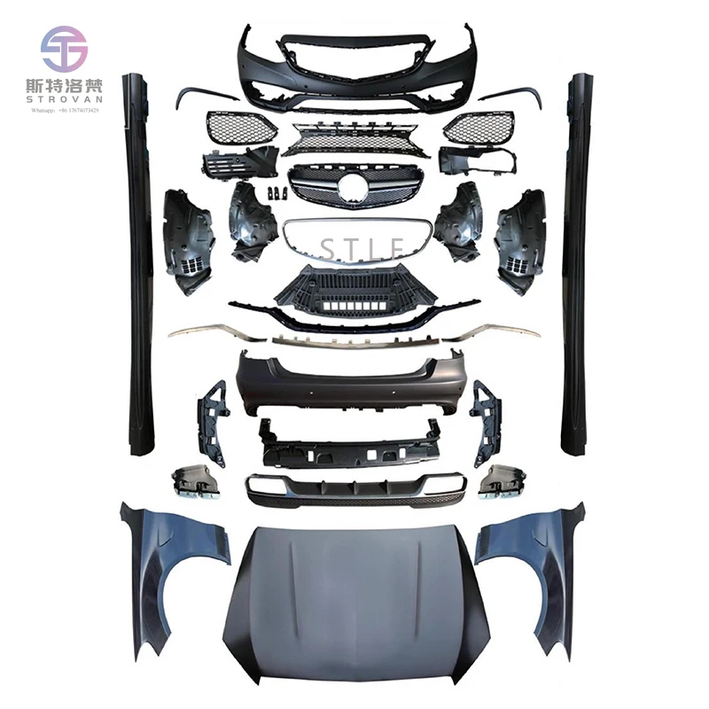 

Upgrade W205 Body Kit Front Rear Bumper for E-Class W212 Late Change to E63 2010-2015