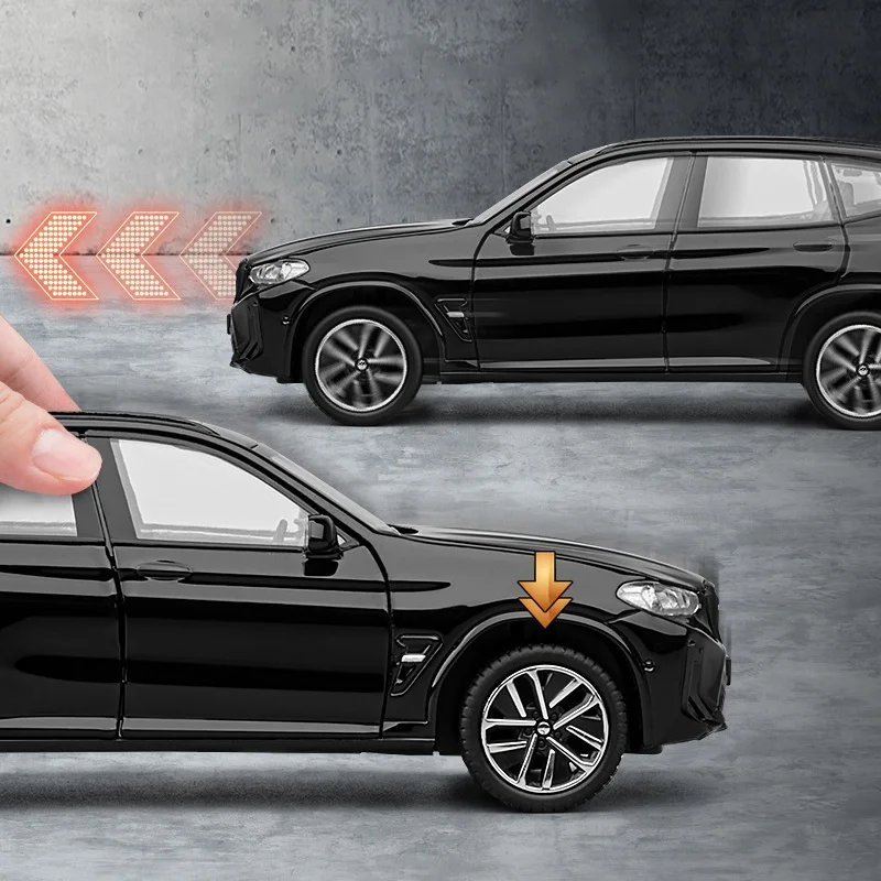 1:32 X3M X3 SUV 2025 Alloy Model samochodu Zabawka Diecasts Casting Pull Back Dźwięk i światło Zabawki samochodowe dla dzieci Pojazd
