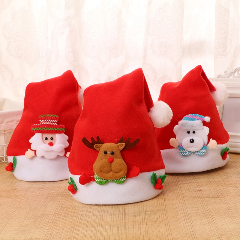 Kids Christmas Hat Santa Claus Snowman Xmas Hat For Kid Children Soft Beanie Santa Cap New Year Party Kid Gift Christmas Decor