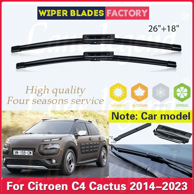 

For Citroen C4 Cactus 2014 - 2023 Wiper Front Wiper Blades Windshield Windscreen Window Brushes Car Accessories 2021 2022 26"18"