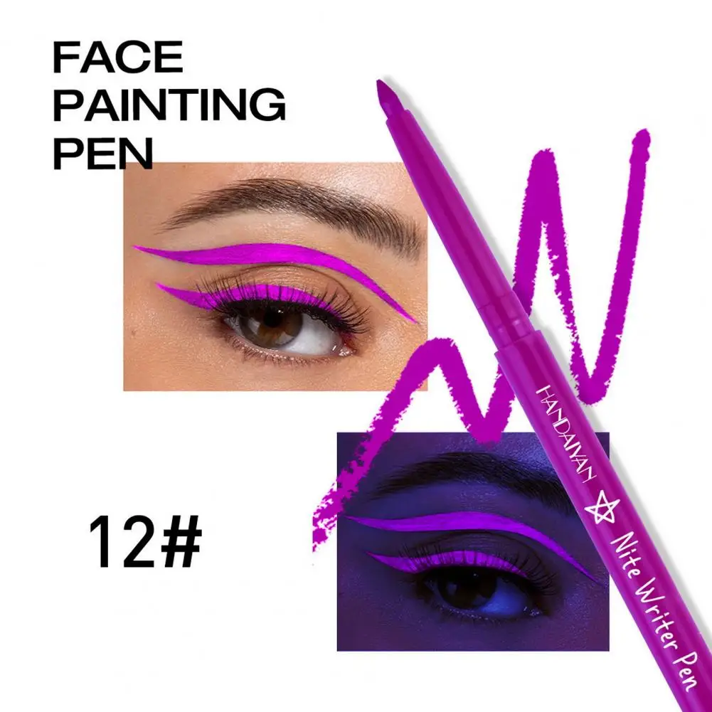 Easy Carry Face Paint Fluorescent Glow Dark Eyeliner Pen for Uv Blacklight Face Painting Waterproof Body Art Makeup for Kids