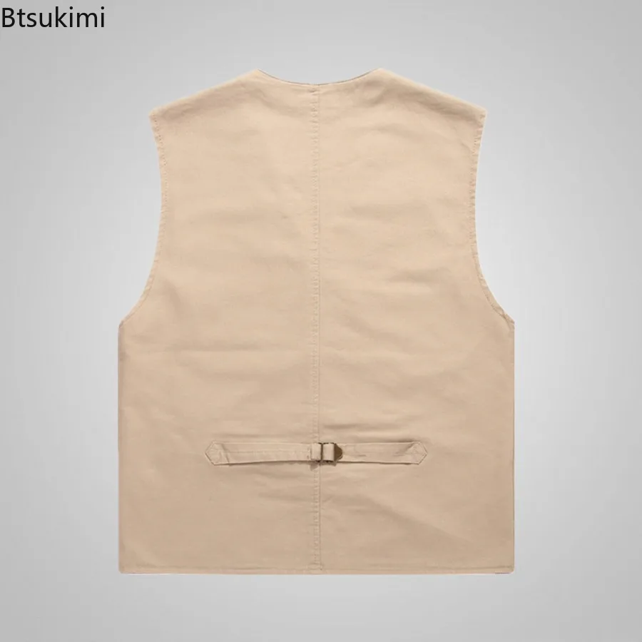 Plus Size Men's Pure Cotton Vest Spring Autumn Multi-pocket Outdoor Casual Sleeveless Jackets Men Fishing Photography Waistcoats