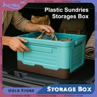 Caja de almacenamiento plegable para acampar, almacenamiento de artículos diversos de plástico que ahorra espacio, caja de aperitivos portátil para libros, organizador de guardarropa para el hogar y el coche