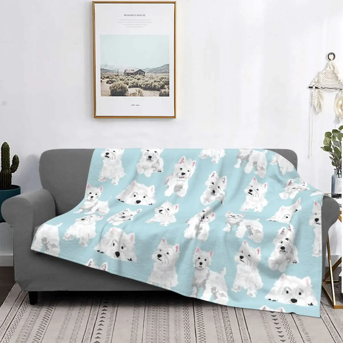 

Westie Cute Puppy Velvet Throw Blanket West Highland Terrier Dog Blankets for Home Couch Super Soft Bed Rug