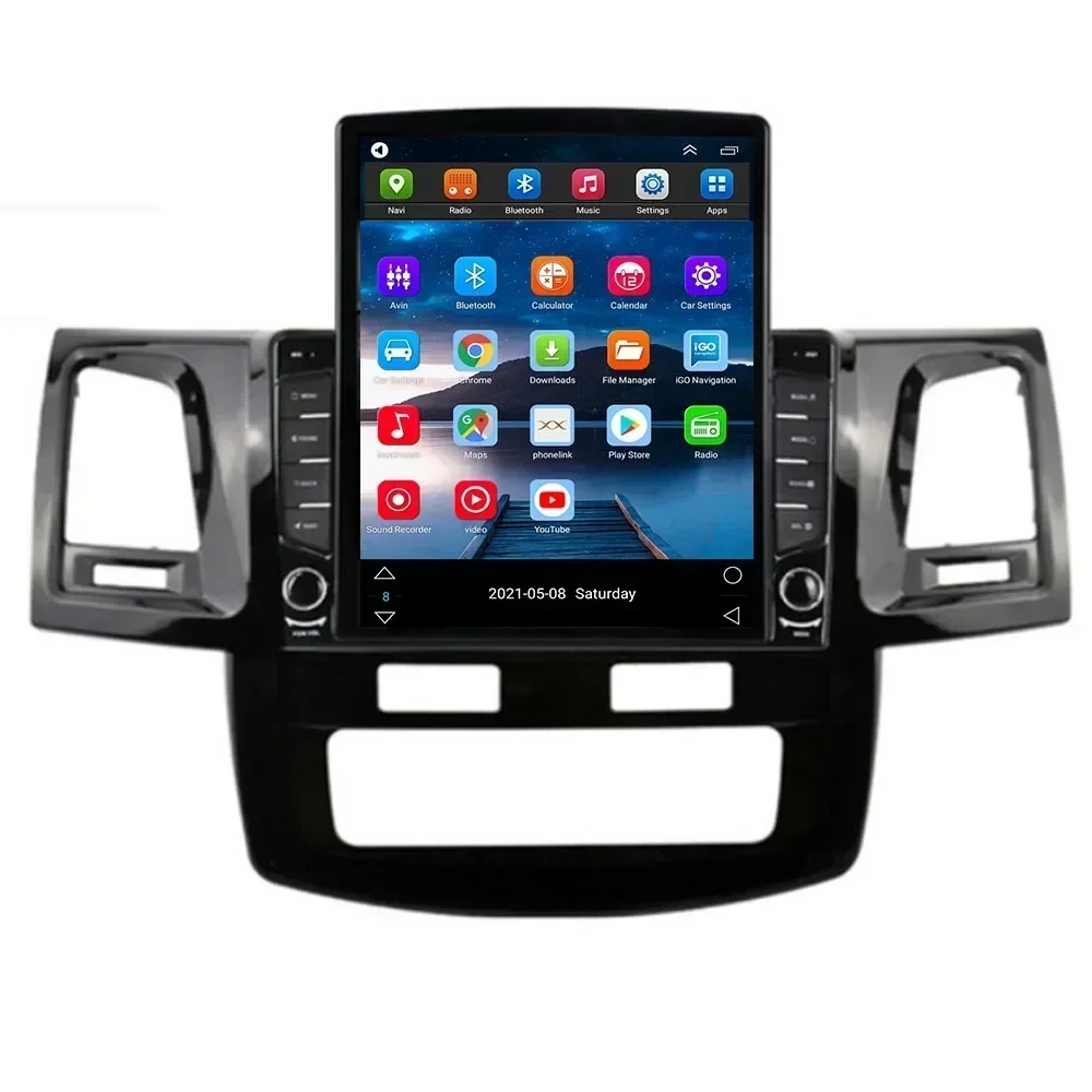 Android 13 Carplay 4G For Tesla Vertical Car Radio Stereo For Toyota Fortuner HILUX Revo Vigo 2007-2015 Multimedia Player GPS BT